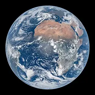 Earth as seen from Meteosat-12 in 2025, during the March equinox