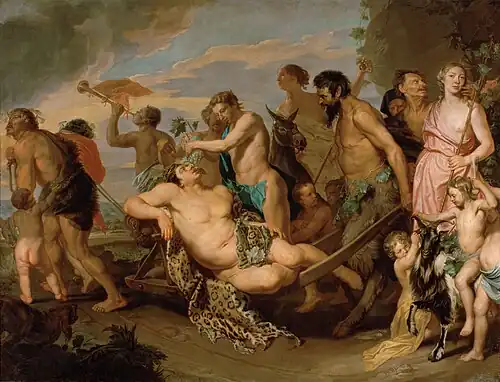The Triumph of Bacchus; by Michaelina Wautier; before 1659; oil on canvas; 270 x 354&nbsp;cm; Kunsthistorisches Museum[110]