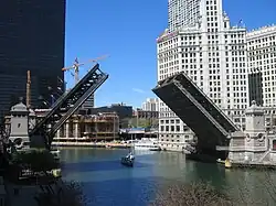 The Michigan Avenue Bridge was once the main link of the North and South sides of Chicago across the Chicago River.