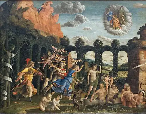 Minerva Expelling the Vices from the Garden of Virtue (1502) by Andrea Mantegna[231][230][232]