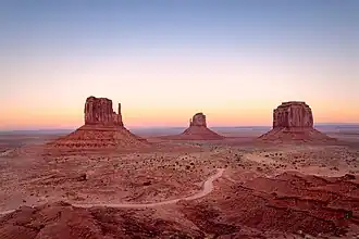 West, East Mittens and Merrick Butte after sunset