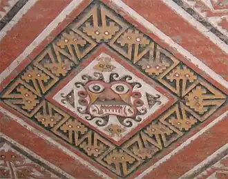 Moche culture mural of a "decapitator," from the Huaca de la Luna site, Peru, 100–700 AD