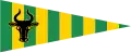 Triangular flag with aurochs head and stripes