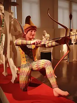 Reconstructed polychrome on a Trojan archer from the Temple of Aphaia, Aegina