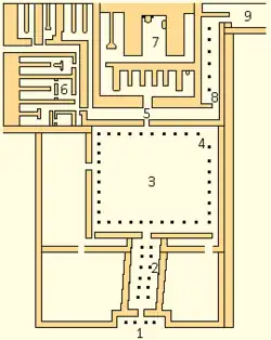 Map of Neferirkare's mortuary temple. Discussed in detail in upcoming section.