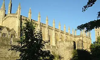 The Chapel and old city wall from Holywell Quad
