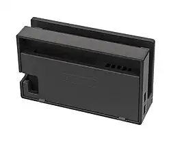Back of the dock, closed, and with no console inserted. Two USB ports are visible.