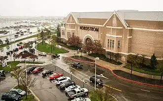 A building of a Nordstrom anchor store at Mall of America. Parking is visible on the bottom left.