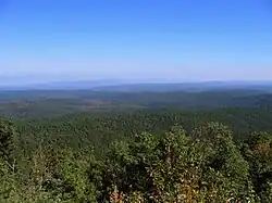 The view across Ouachita National Forest from atop the Standing Stairs Mountains.