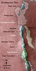 This geological map created from MRO's CRISM instrument data from orbit gives an overview of some of the geology in the area MER-B is exploring