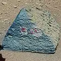"Jake Matijevic" rock on Mars - a target of the APSX and ChemCam instruments on the Curiosity rover (September 22, 2012).