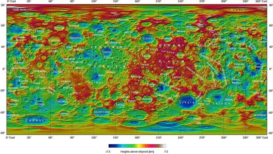 Topographical map of Ceres