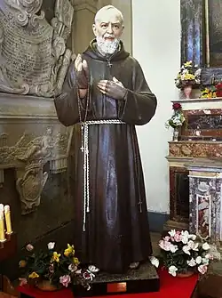 Statue of Padre Pio near the Colonna dell'Immacolata (Column of the Immaculate), Palermo, Sicily, Italy