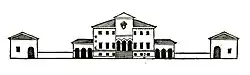 Villa Godi flanked by two structures.