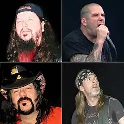 The band's best-known lineup Top: Dimebag Darrell (left), Phil Anselmo (right) Bottom: Vinnie Paul (left), Rex Brown (right)