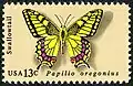 A stamp displaying an Oregon swallowtail butterfly.
