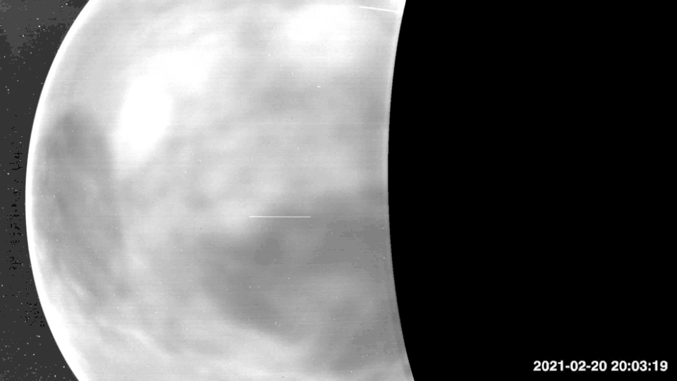 As Parker Solar Probe flew by Venus on its fourth flyby, its WISPR instrument captured these images, showing the nightside surface of the planet[103][104]