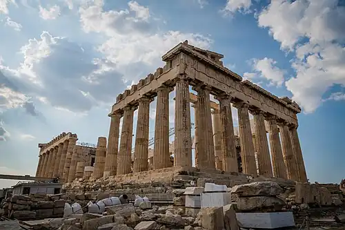 Parthenon, Athens, Greece, 447–432 BC, by Ictinus, Callicrates and Phidias[50]