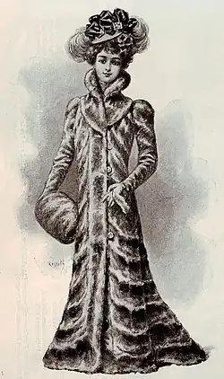 Illustration of a woman wearing a fur coat