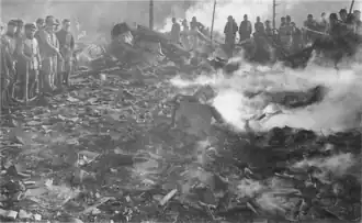 A destroyed house in Oku, Tokyo, in which a family of six was killed