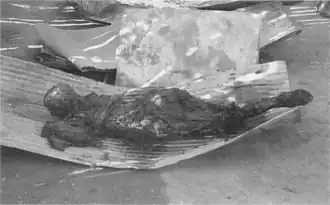 Remains of a 24-year-old woman and her infant child killed in the raid