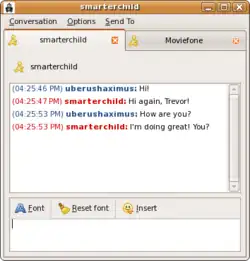 Screenshot of Pidgin's buddy list and chat window on Ubuntu
