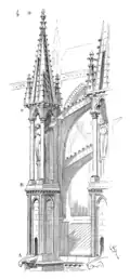Flying buttress with pinnacle and a statue