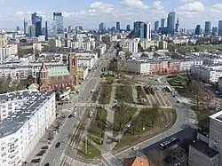 Ochota, a residential district that developed most intensively in the interwar period.[174] The photo shows Narutowicz Square, the central point of the district.