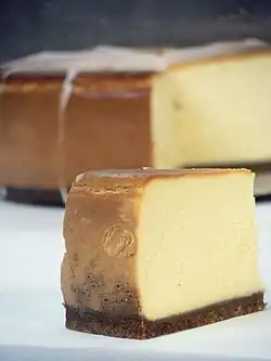Cheesecake, consiting of sweet cream cheese filling