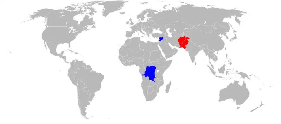 World map of polio cases in 2017
