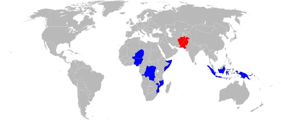 World map of polio cases in 2018