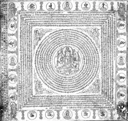 Chinese use of the Siddhaṃ script for the Pratisara mantra, from the Later Tang. 927 CE