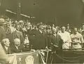 Franklin D. Roosevelt throws the first pitch at Opening Day, April 24, 1934.