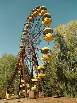 The ferris wheel of Pripyat amusement park, a symbol of the Chornobyl Disaster