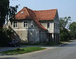 Former border restaurant building at the Prostken–Grajewo frontier