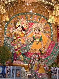 Idols of Krishna with Radha at Bhaktivedanta Manor Temple, Watford, England