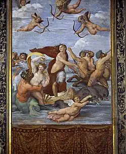 Triumph of Galatea (1512), Villa Farnesina. His only major classical mythological subject, for Chigi's villa.