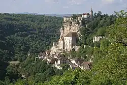 View of small cliff-top village