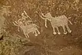Mesolithic rock painting, Bhimbetka rock shelters, a UNESCO World Heritage Site in Raisen