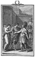 Print from Romolo ed Ersilia, final scene, Act 3, Artist;: Giovanni Battista Cipriani, Engraver: Francesco Bartolozzi (1781)
