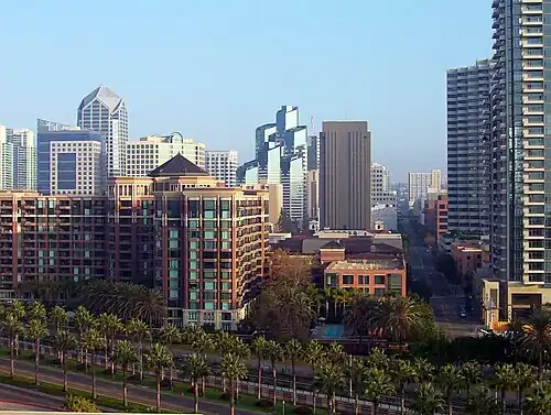 Downtown San Diego, California. San Diego County is the fifth-most populous county in the United States