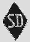 SD diamond. Here with white piping, as used by members of the Gestapo when in uniform (if members of the SS).[109]