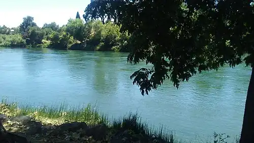 The Sacramento River running through Red Bluff
