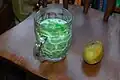 Buko pandan, a dessert beverage from the Philippines made with flavored cubes of jellylike gulaman, made from agar or carrageenan