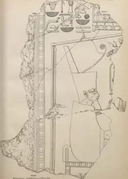 Line drawing of a seated king