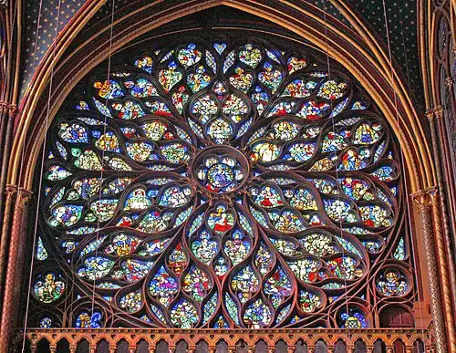 Rose window depicting the Apocalypse in Sainte-Chapelle, Paris. It replaced an earlier rose of the same theme.
