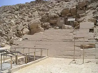 A photograph of the stairway into the pyramid