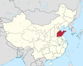 Location of Shandong within China