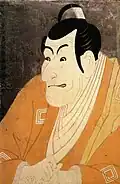 Actor Ichikawa Ebizō IV as Takemura Sadanoshin, Japanese woodcut by Sharaku, 1794.