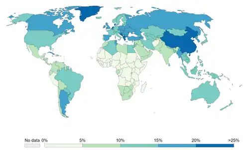 Share of deaths from smoking, 2017[37]